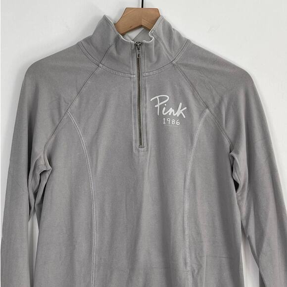 Victoria's Secret Pink Yoga Gray Quarter Zip Pullover Athletic Jacket Size Small - Picture 3 of 9